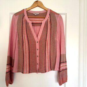 Liverpool Button Front Shirred Blouse | Size Medium